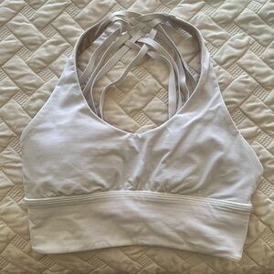 White lululemon energy long line sports bra
